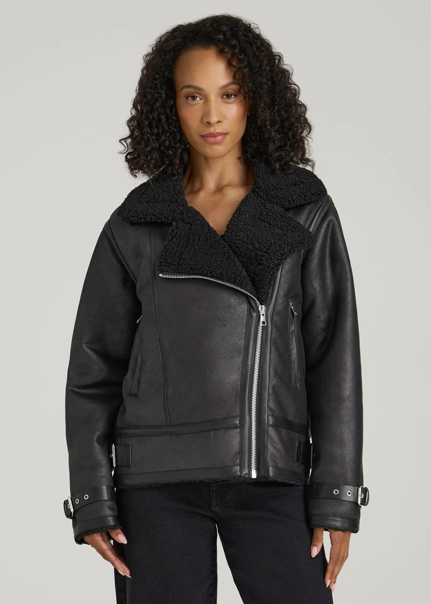 Shearling Moto Jacket for Tall Women