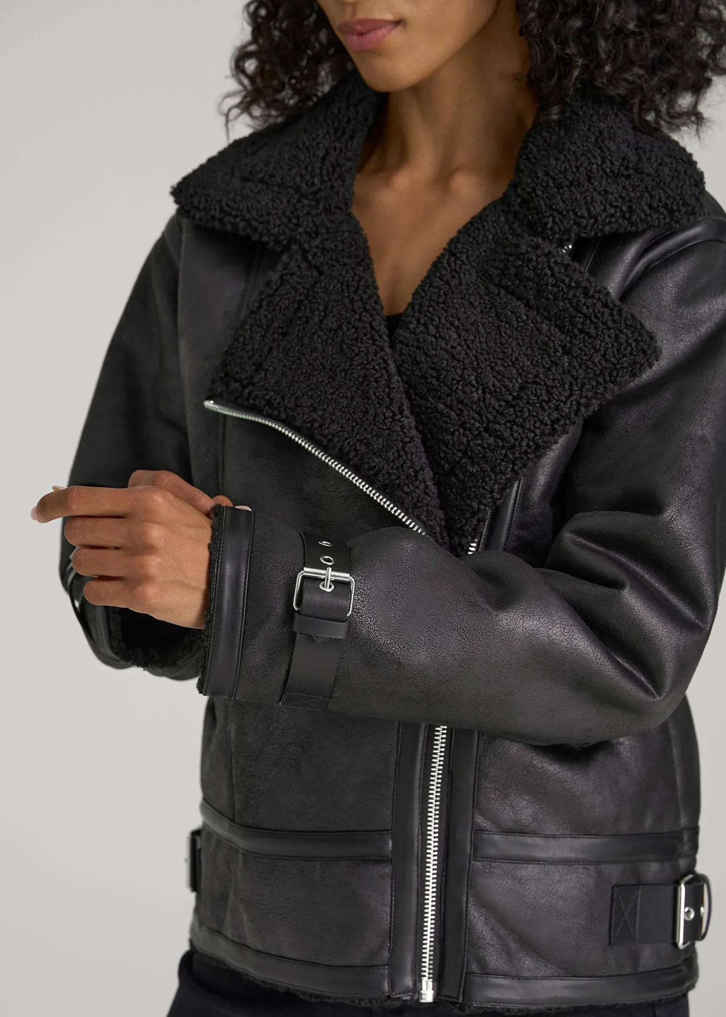 Shearling Moto Jacket for Tall Women