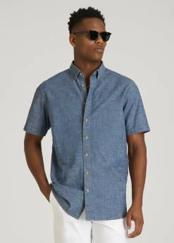 Short Sleeve Chambray Shirt for Tall Men