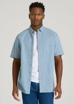 Short Sleeve Chambray Shirt for Tall Men