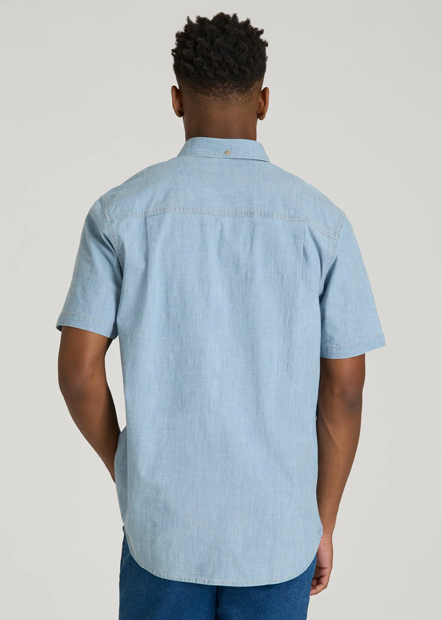 Short Sleeve Chambray Shirt for Tall Men