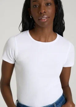 Short Sleeve Ribbed Crewneck T-Shirt for Tall Women