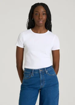 Short Sleeve Ribbed Crewneck T-Shirt for Tall Women