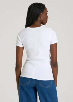 Short Sleeve Ribbed Crewneck T-Shirt for Tall Women