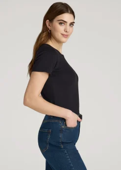 Short Sleeve Ribbed Crewneck T-Shirt for Tall Women