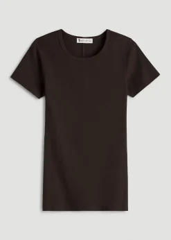 Short Sleeve Ribbed Crewneck T-Shirt for Tall Women