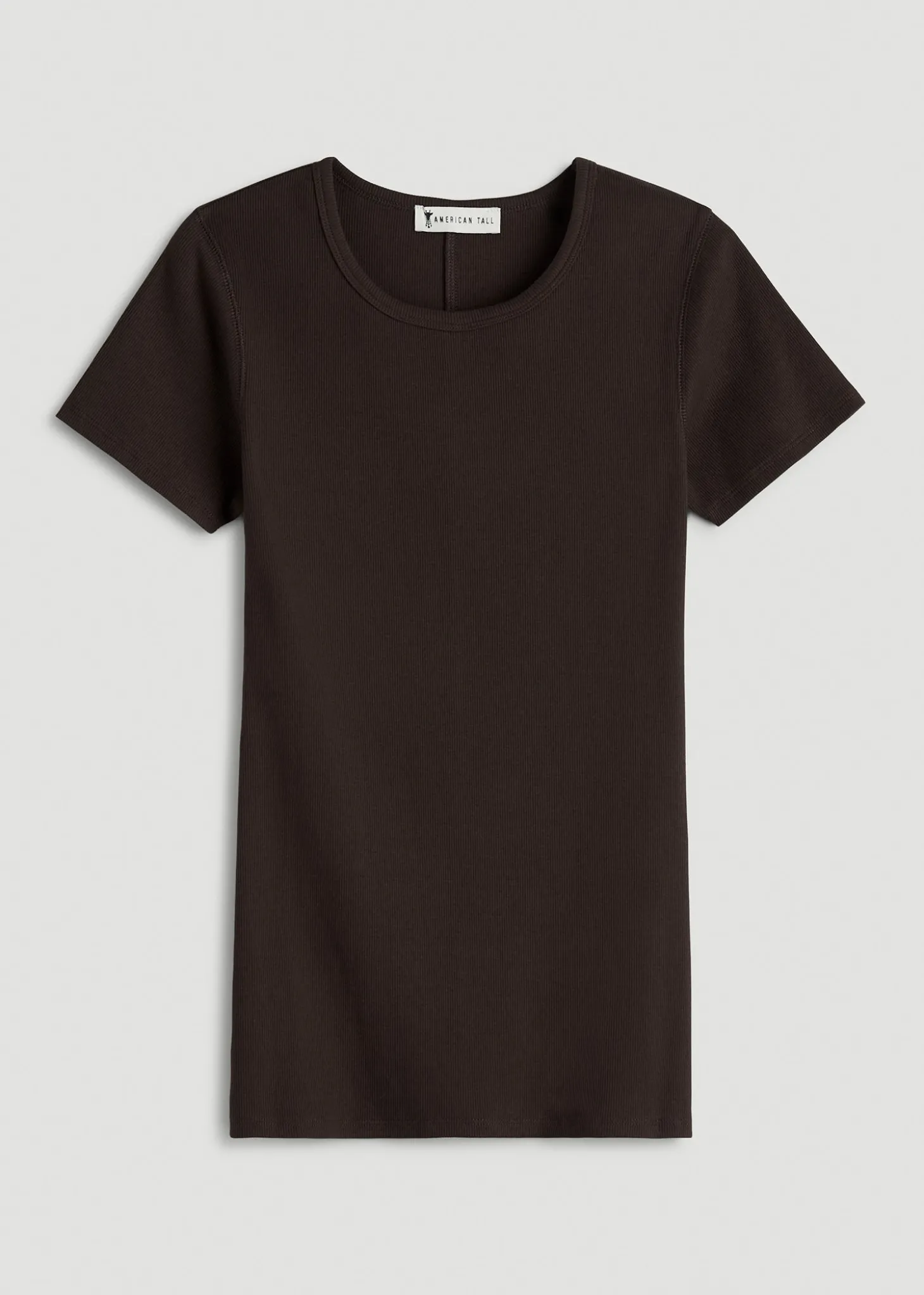Short Sleeve Ribbed Crewneck T-Shirt for Tall Women