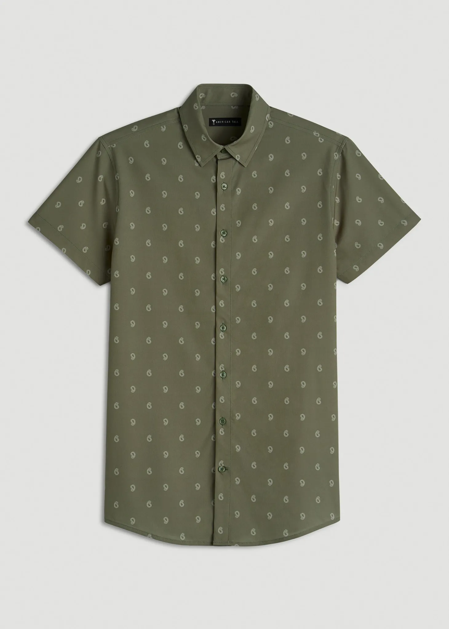 Short Sleeve Traveler Stretch Button Shirt for Tall Men