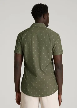 Short Sleeve Traveler Stretch Button Shirt for Tall Men