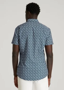 Short Sleeve Traveler Stretch Button Shirt for Tall Men