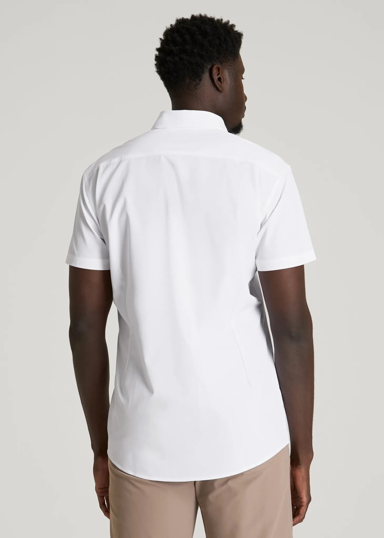 Short Sleeve Traveler Stretch Button Shirt for Tall Men