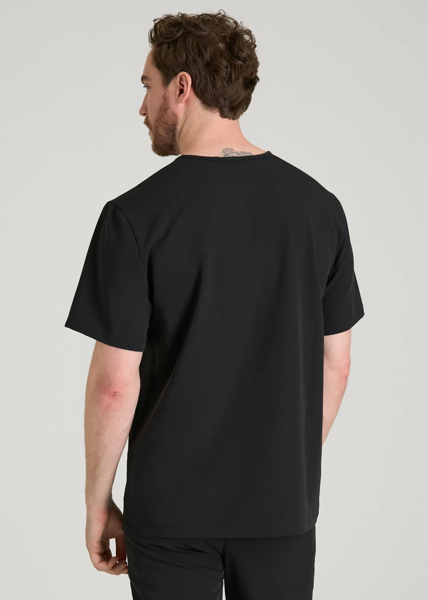 Short-Sleeve V-Neck Scrub Top for Tall Men