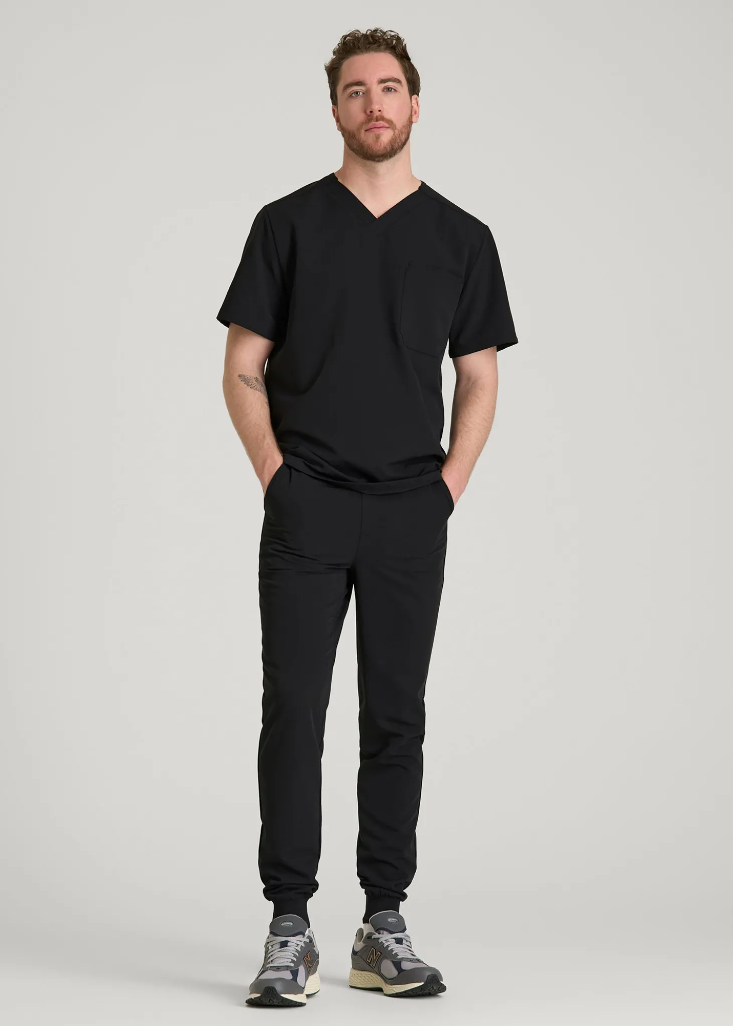 Short-Sleeve V-Neck Scrub Top for Tall Men