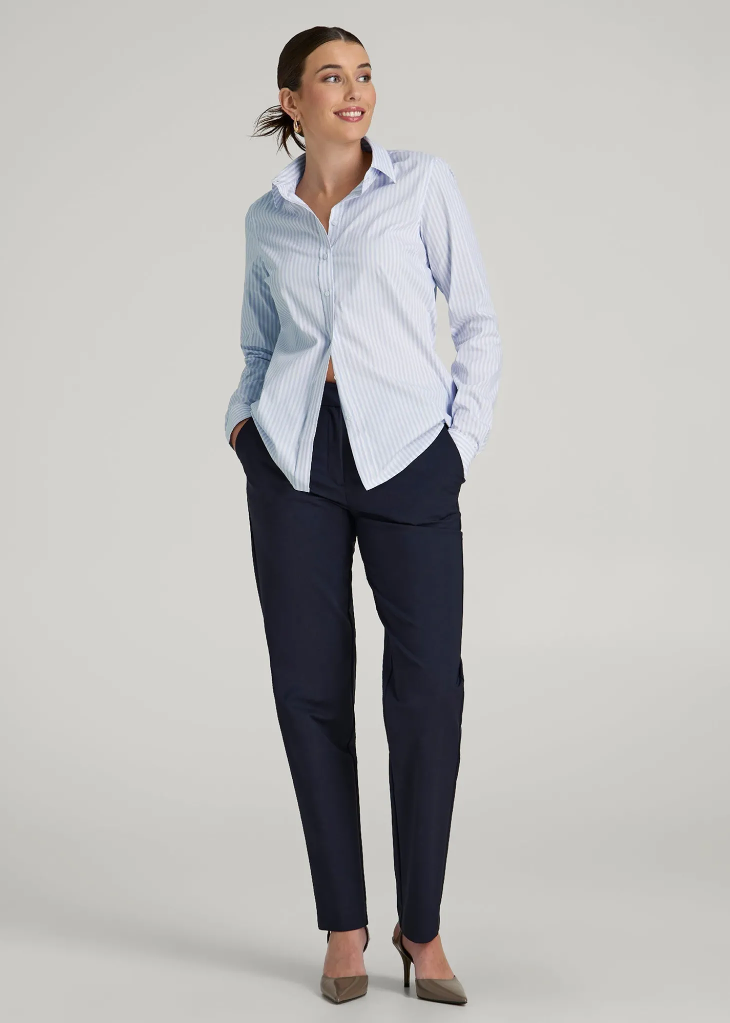 Slim Fit Button Up Shirt for Tall Women