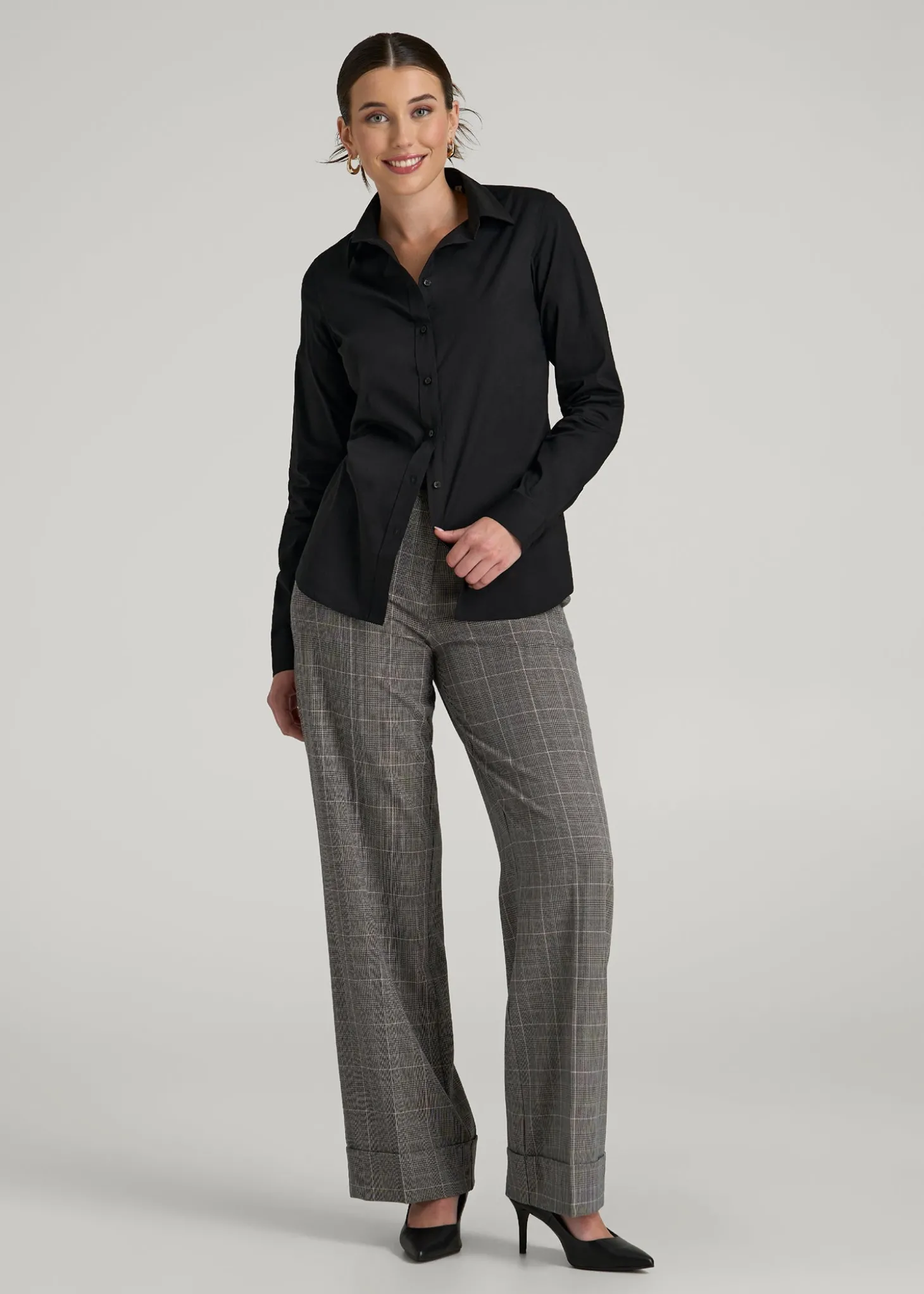 Slim Fit Button Up Shirt for Tall Women