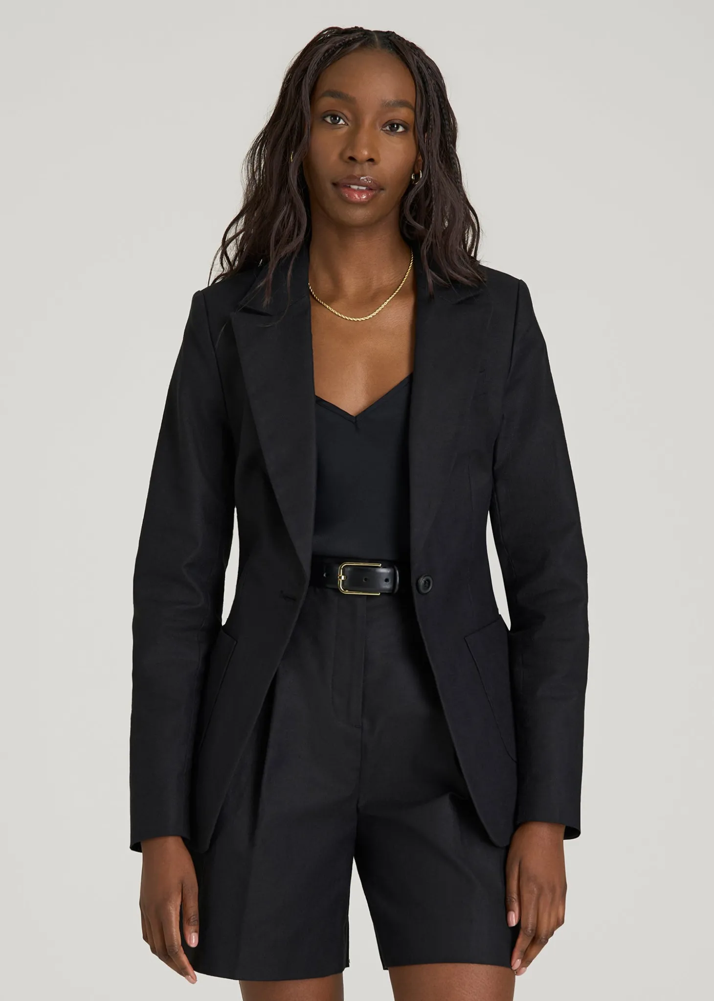 Slim Fit Linen Blend Blazer for Tall Women