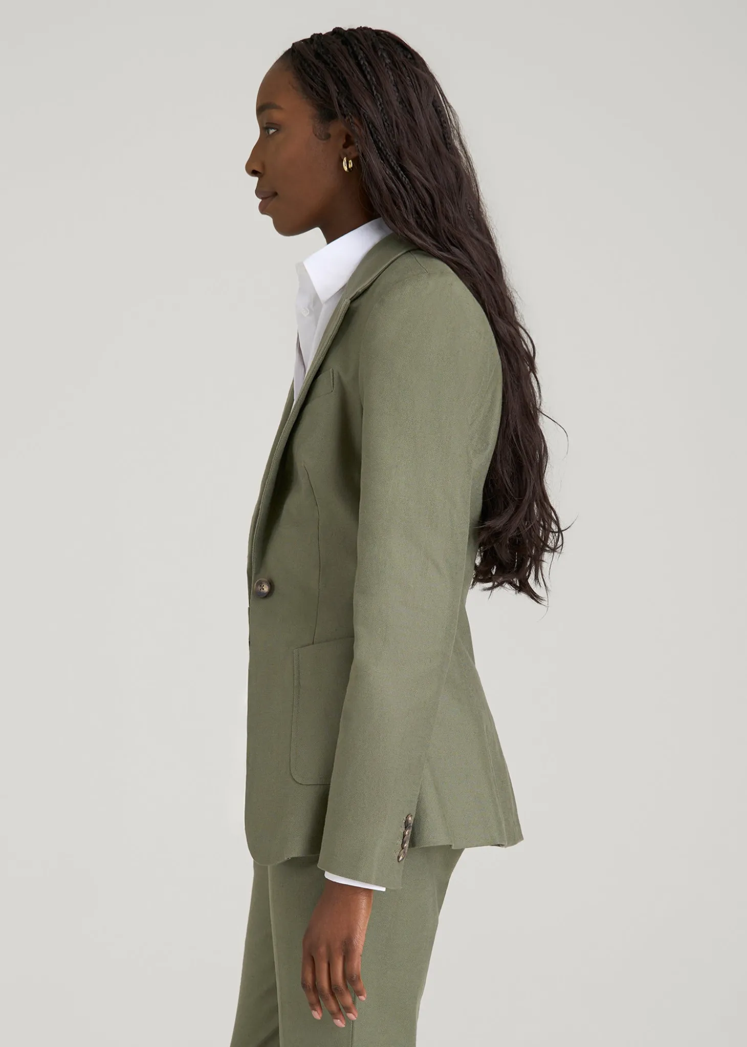 Slim Fit Linen Blend Blazer for Tall Women