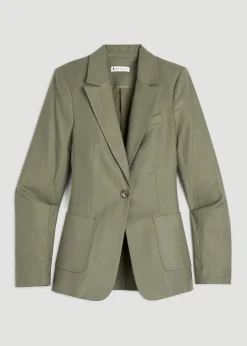 Slim Fit Linen Blend Blazer for Tall Women