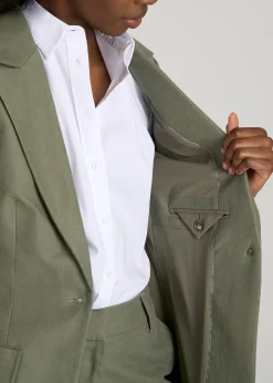 Slim Fit Linen Blend Blazer for Tall Women