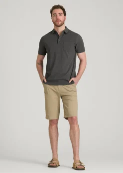 Slub Knit Polo with Pocket for Tall Men