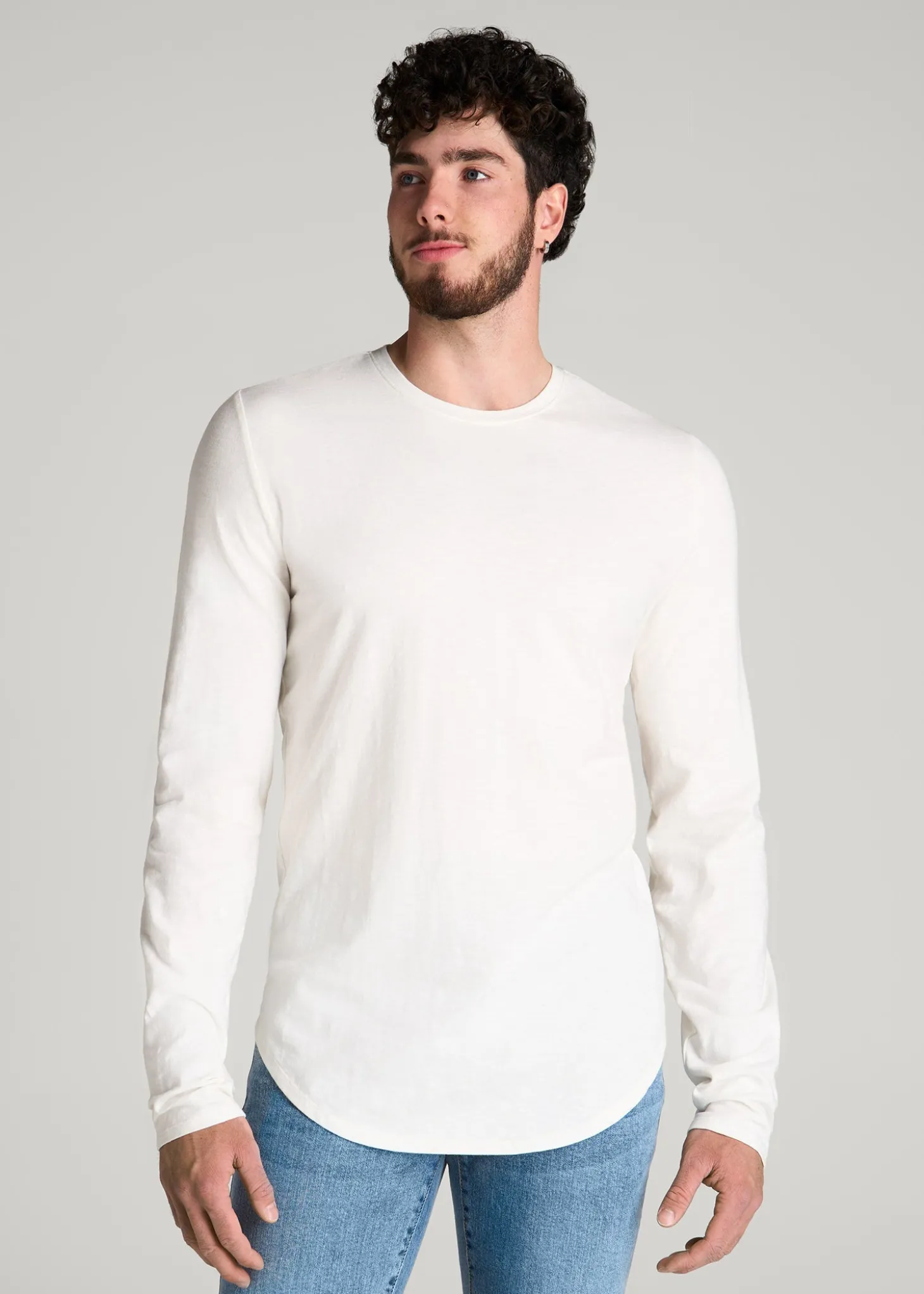 Slub Long Sleeve Scoop Tee for Tall Men
