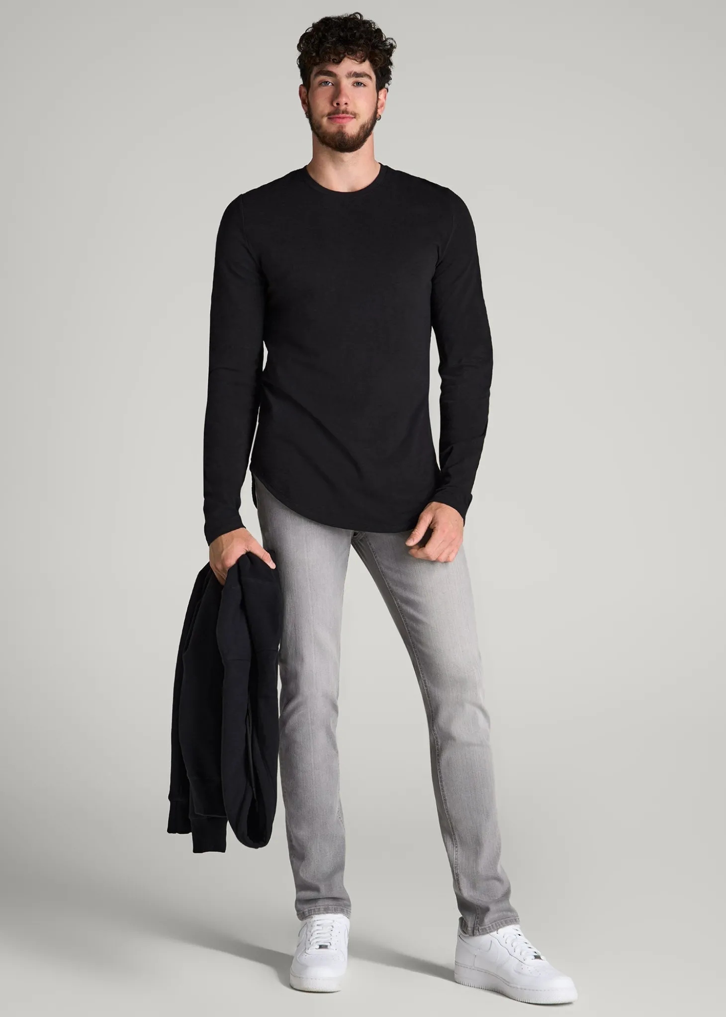 Slub Long Sleeve Scoop Tee for Tall Men