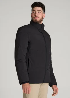 Stand Collar Puffer Coat Jacket for Tall Men