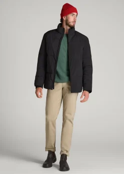 Stand Collar Puffer Coat Jacket for Tall Men