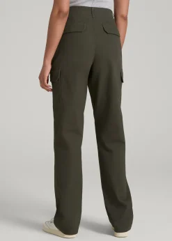 Straight Leg Cargo Chino Pants for Tall Women