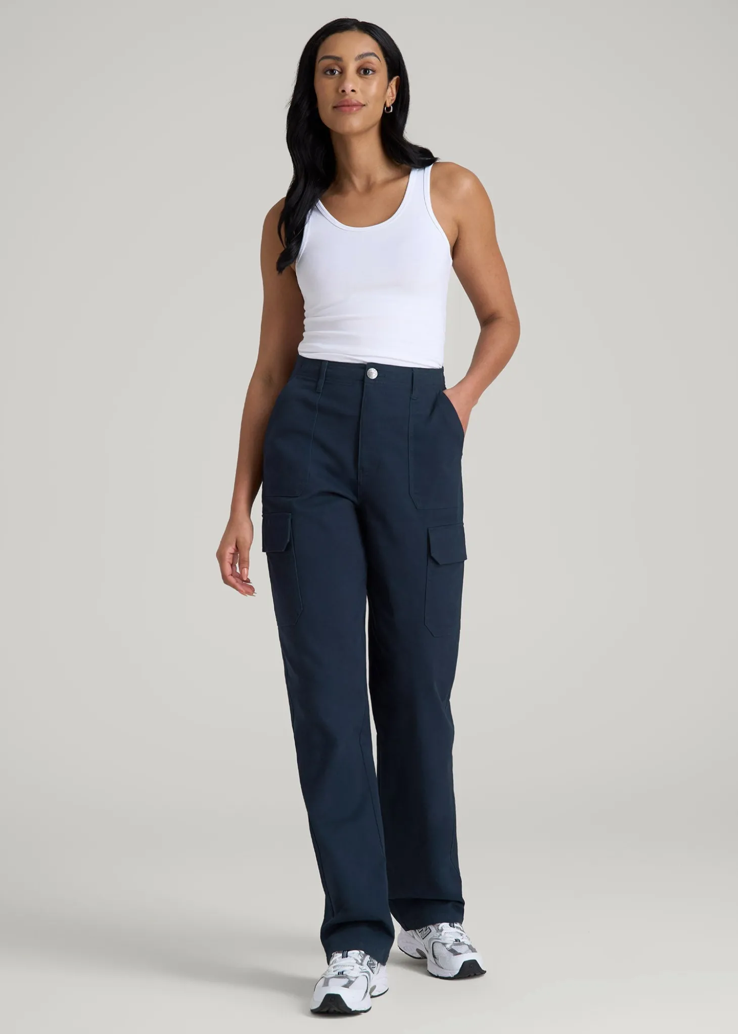 Straight Leg Cargo Chino Pants for Tall Women