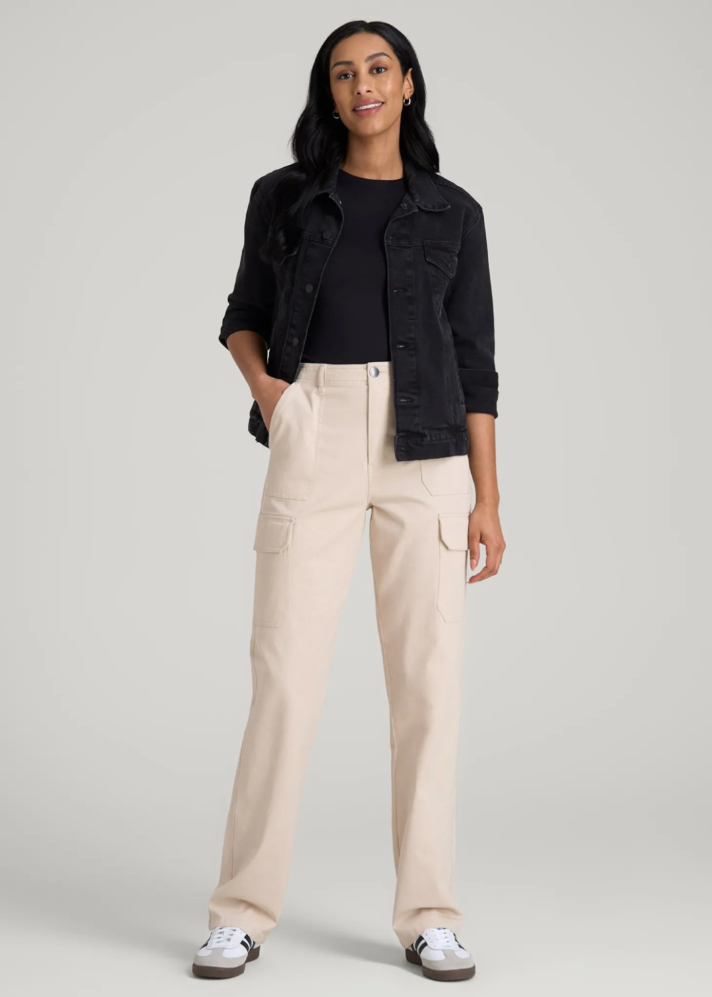 Straight Leg Cargo Chino Pants for Tall Women