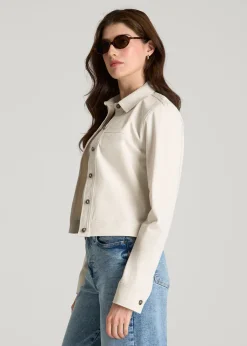Stretch Commuter Military Cropped Cargo Jacket for Tall Women