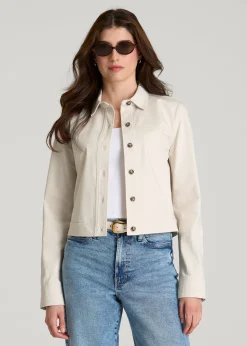 Stretch Commuter Military Cropped Cargo Jacket for Tall Women