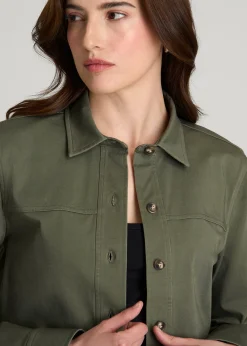 Stretch Commuter Military Cropped Cargo Jacket for Tall Women