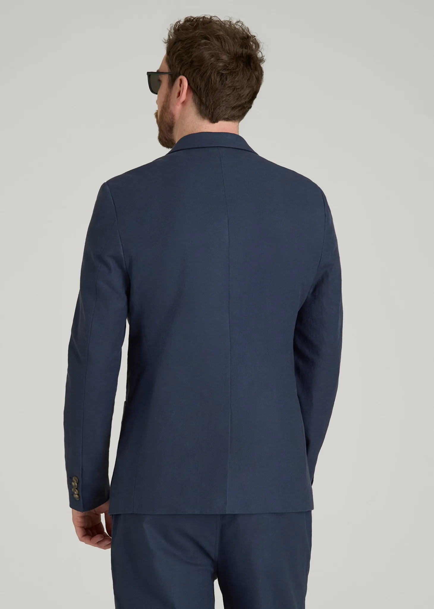 Stretch Cotton Linen Blend Blazer for Tall Men