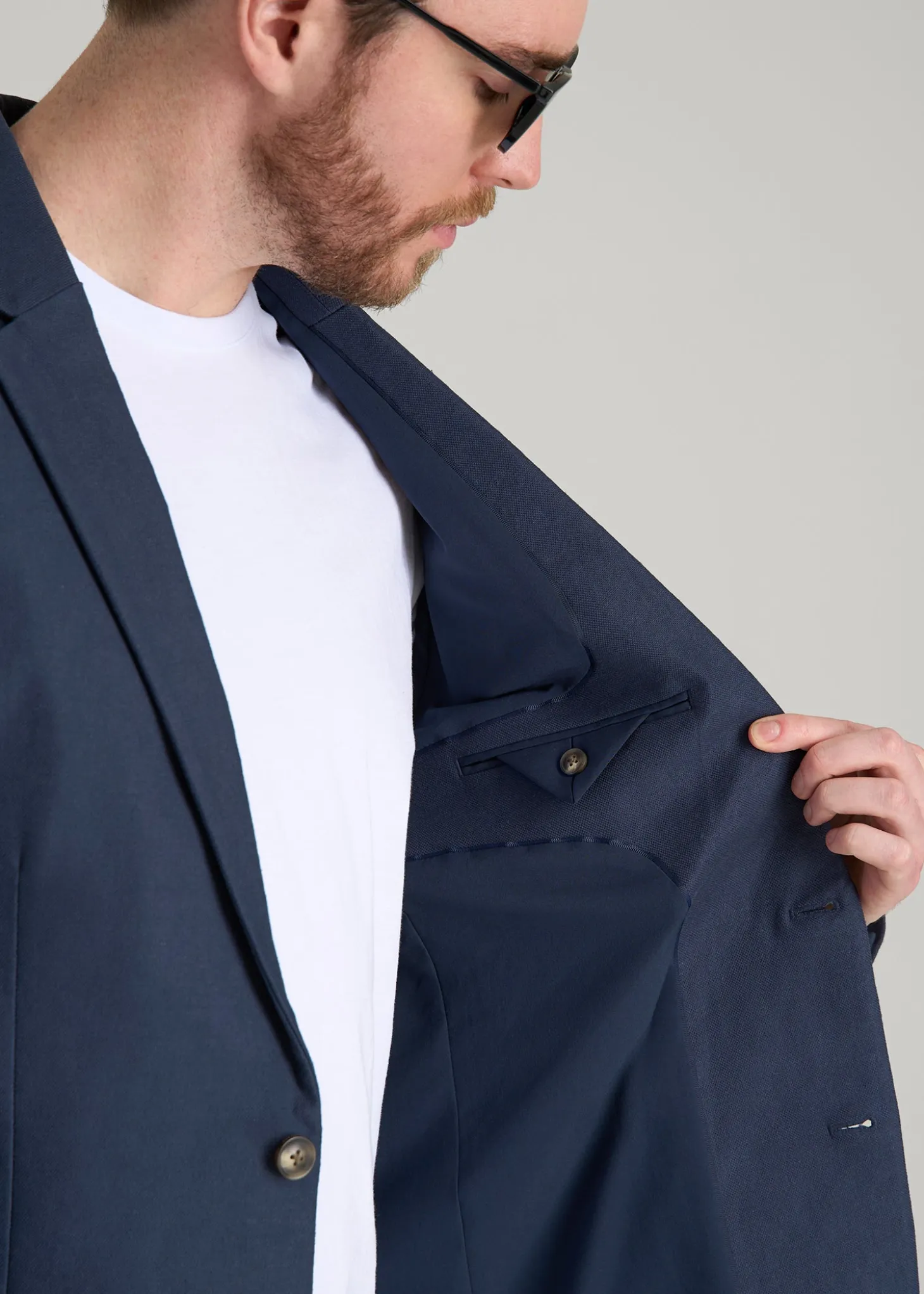 Stretch Cotton Linen Blend Blazer for Tall Men