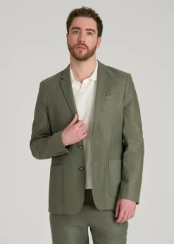 Stretch Cotton Linen Blend Blazer for Tall Men