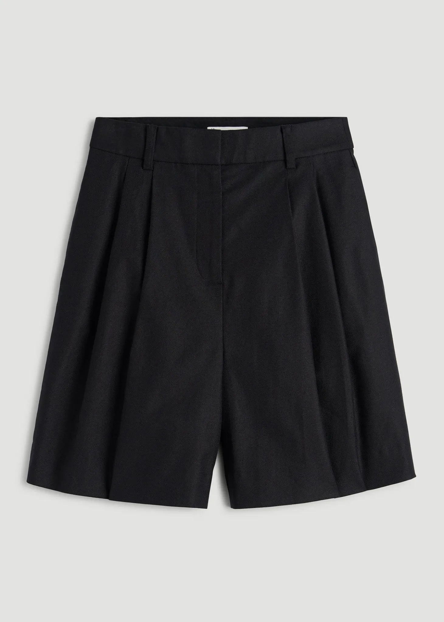 Stretch Cotton Linen Blend Pleated Shorts for Tall Women