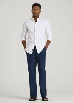 Stretch Cotton Linen Blend Pull-On Pants for Tall Men