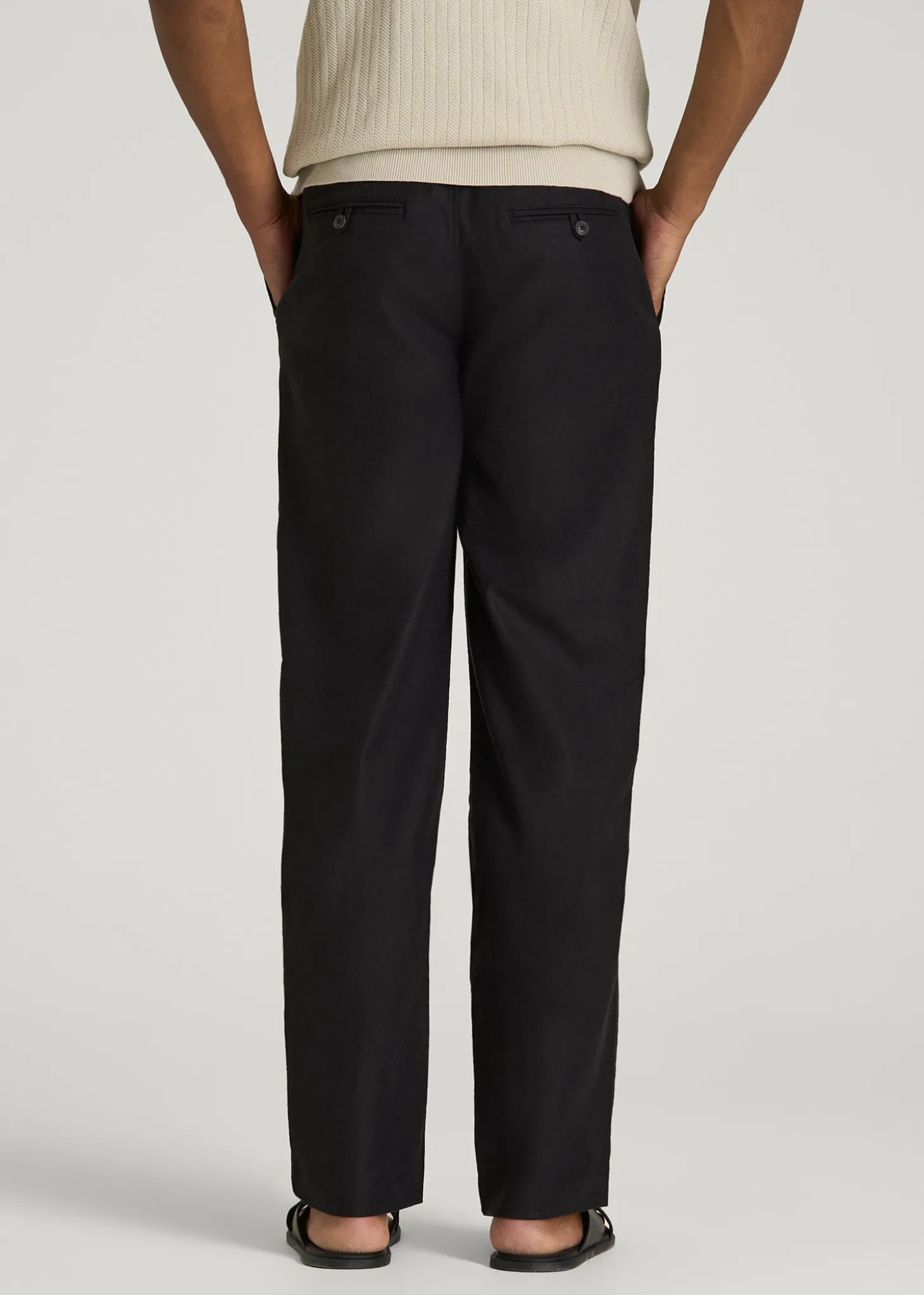 Stretch Cotton Linen Blend Pull-On Pants for Tall Men