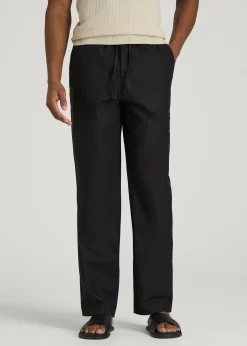 Stretch Cotton Linen Blend Pull-On Pants for Tall Men
