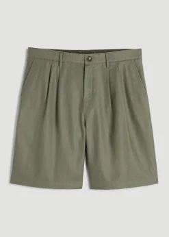 Stretch Cotton Linen Blend Shorts for Tall Men