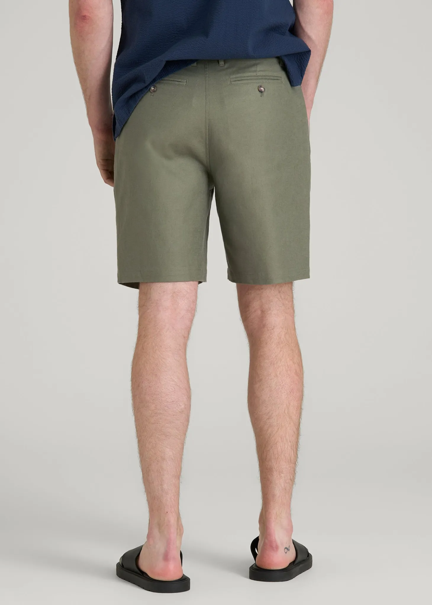 Stretch Cotton Linen Blend Shorts for Tall Men