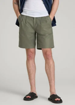 Stretch Cotton Linen Blend Shorts for Tall Men