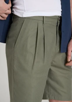 Stretch Cotton Linen Blend Shorts for Tall Men