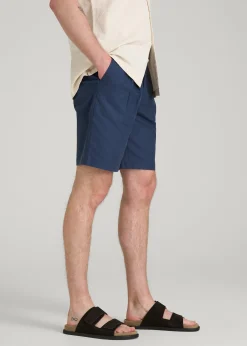 Stretch Cotton Linen Blend Shorts for Tall Men
