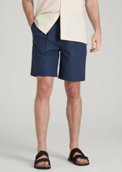 Stretch Cotton Linen Blend Shorts for Tall Men
