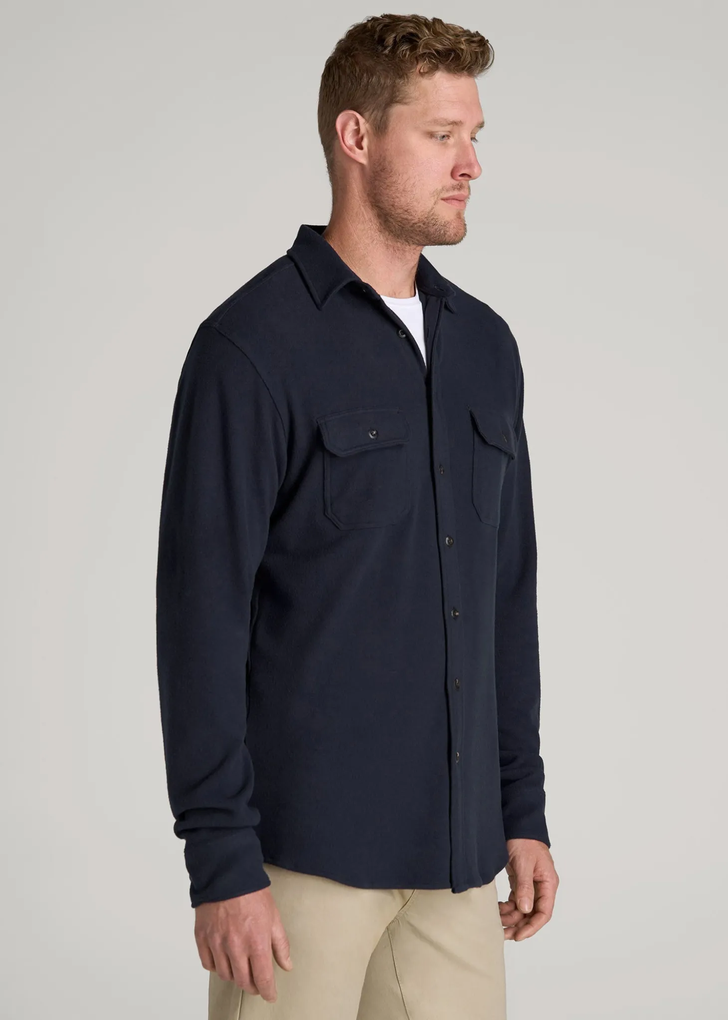 Stretch Flannel Button Shirt for Tall Men