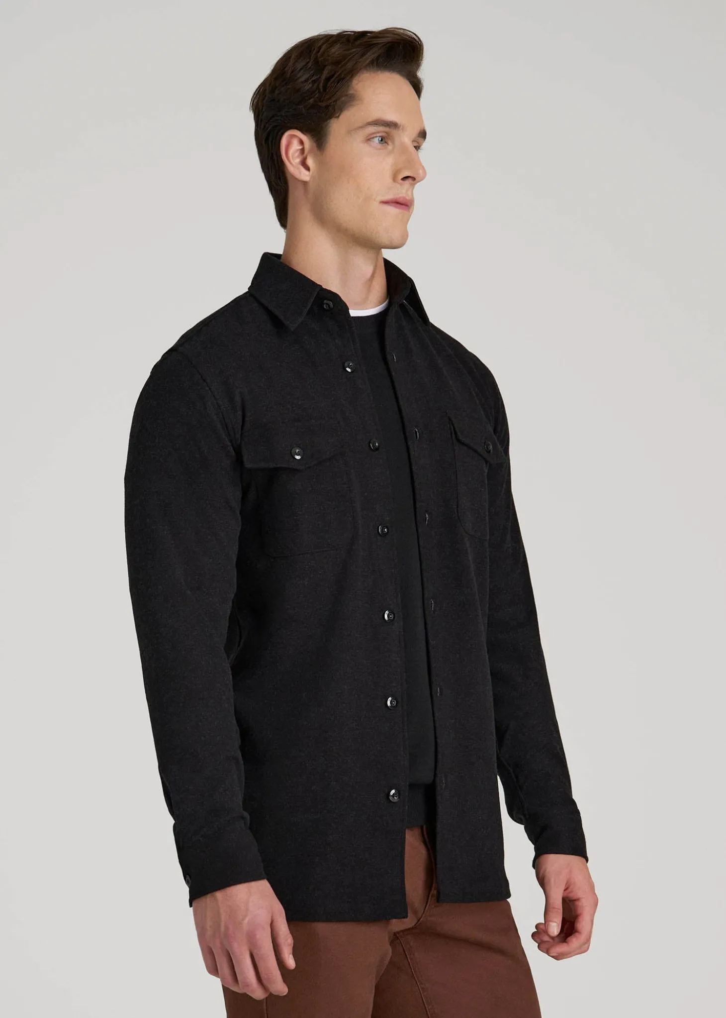 Stretch Knit Overshirt for Tall Men