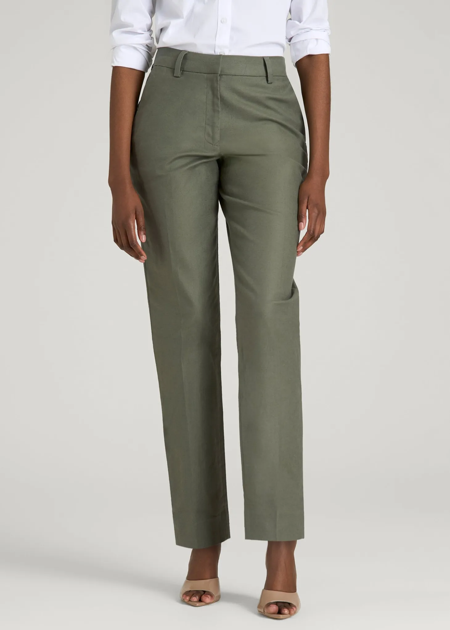 Stretch Linen Blend Dress Pants for Tall Women